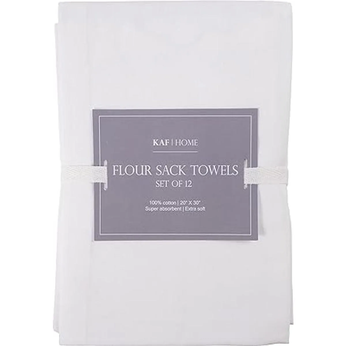 KAF Home Juego de 12 toallas de cocina blancas con bordado_4