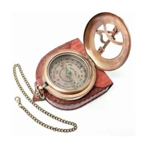 A S Handicrafts Brújula de latón con caja de cuero y_5