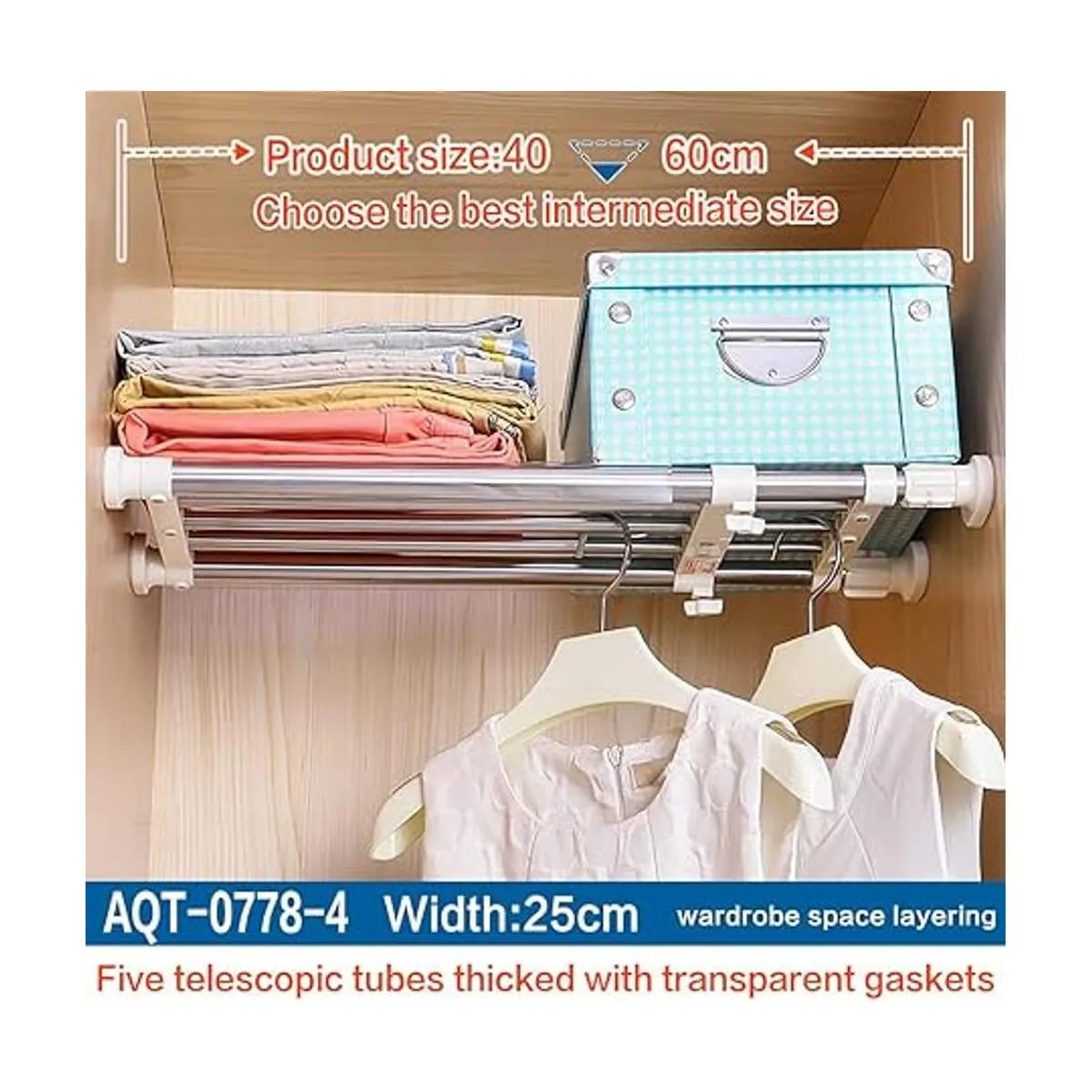 Hershii Estantería y barra extensible para armarios_5