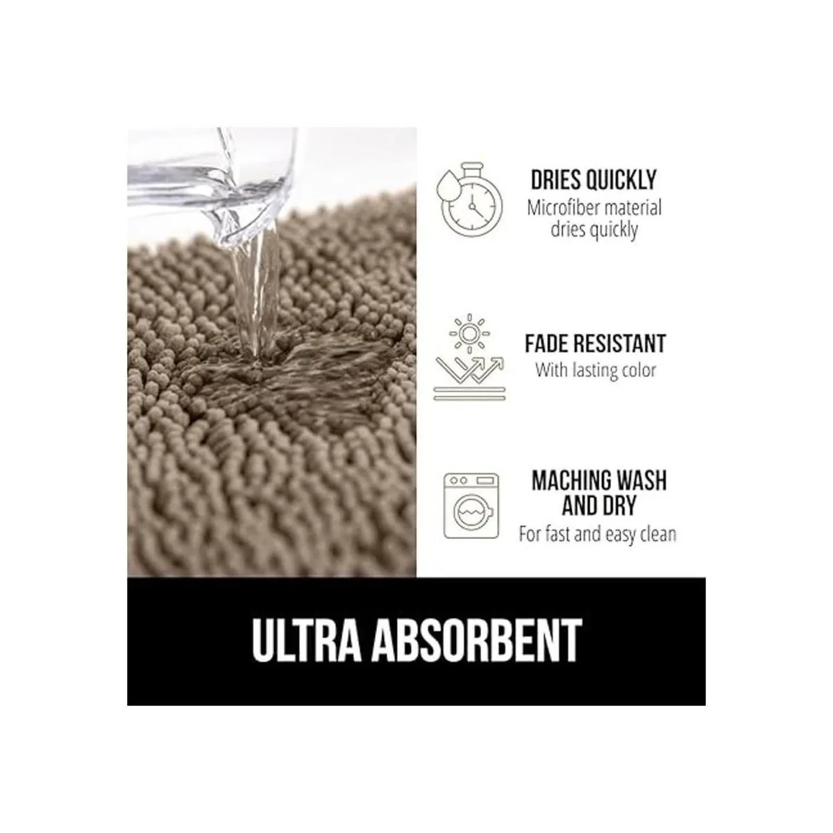 Gorilla Grip Alfombra de baño original de felpilla de_4