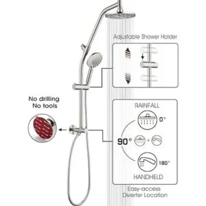 Cabezal de ducha de lluvia con spray de mano combo de dos_2