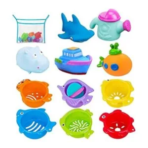 INNOCHEER Juguetes de baño y tazas apilables para niños_1