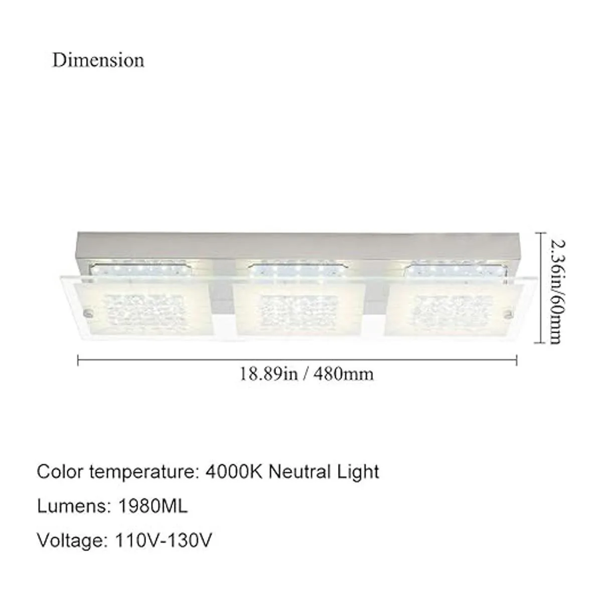 Lámpara de techo LED empotrada de 18 pulgadas lámpara de_3