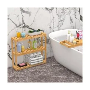 Estante Domax de bambú para baño 3 niveles de montaje en_4