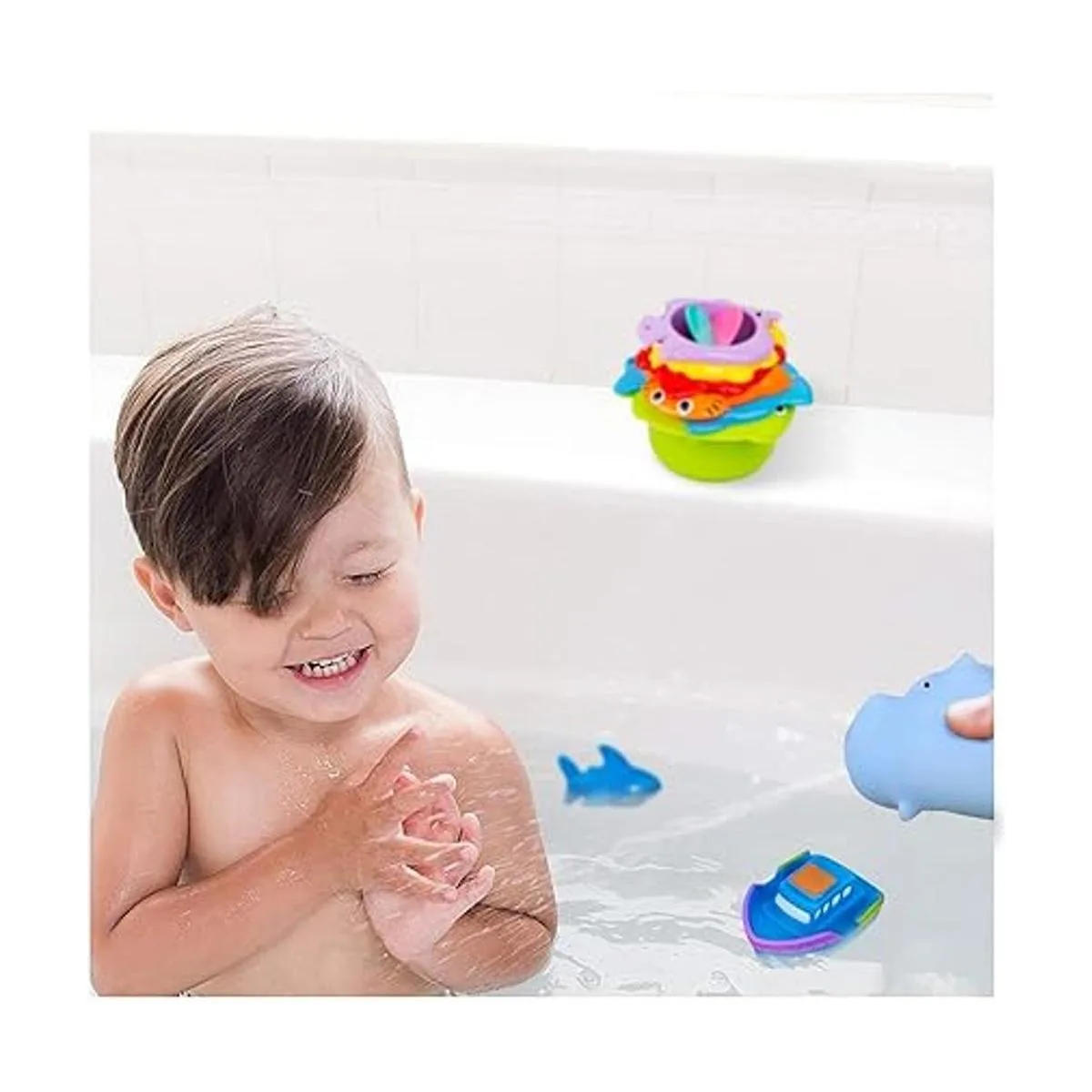 INNOCHEER Juguetes de baño y tazas apilables para niños_5