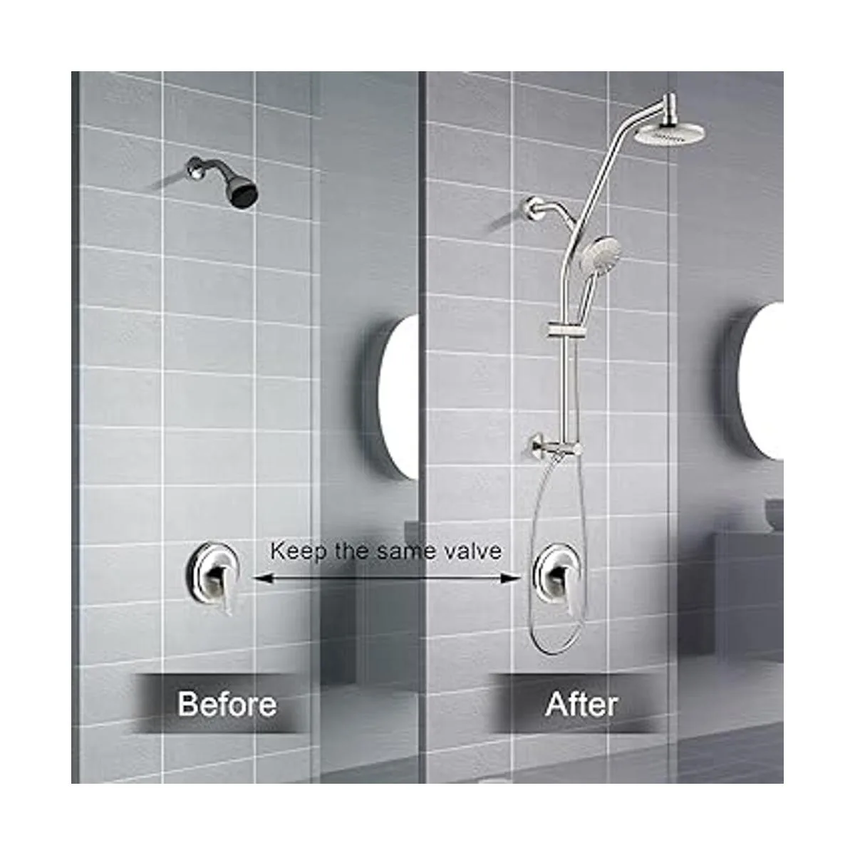 Cabezal de ducha de lluvia con spray de mano combo de dos_5