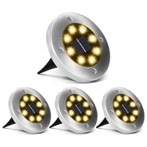 Aogist Paquete de 4 luces solares de tierra 8 luces LED_1