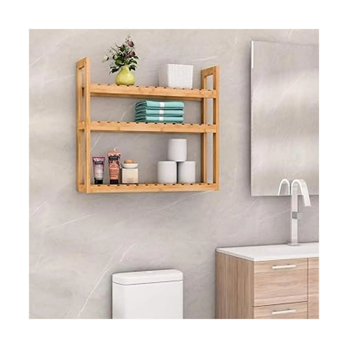 Estante Domax de bambú para baño 3 niveles de montaje en_2