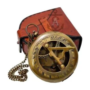 A S Handicrafts Brújula de latón con caja de cuero y_6