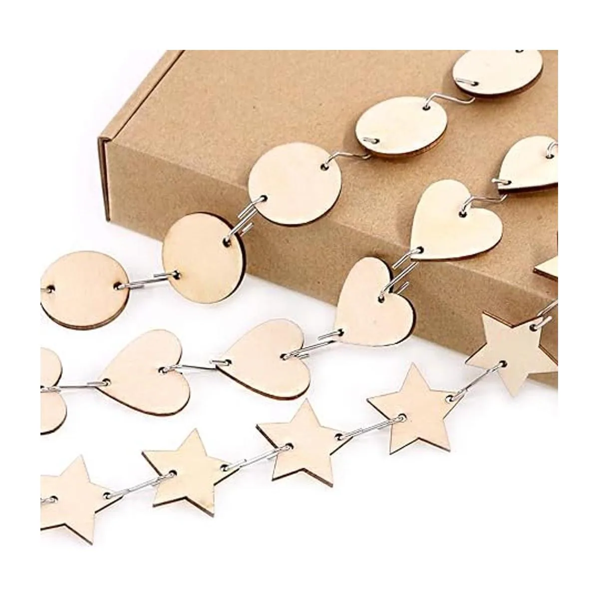 Glarka 240 piezas 12 pulgadas estrellacorazón de madera_6