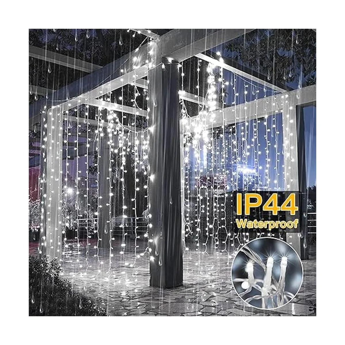 Ollny cortina con tiras de luces de Navidad luces_4