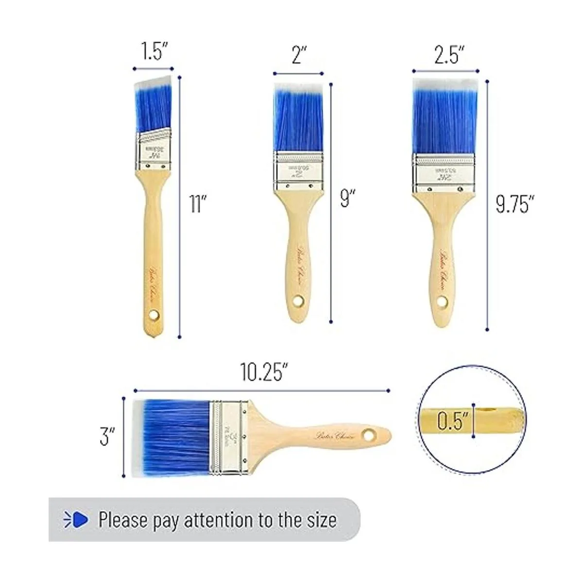 Bates Pinceles de pintura Paquete de 4 unidades mango_3