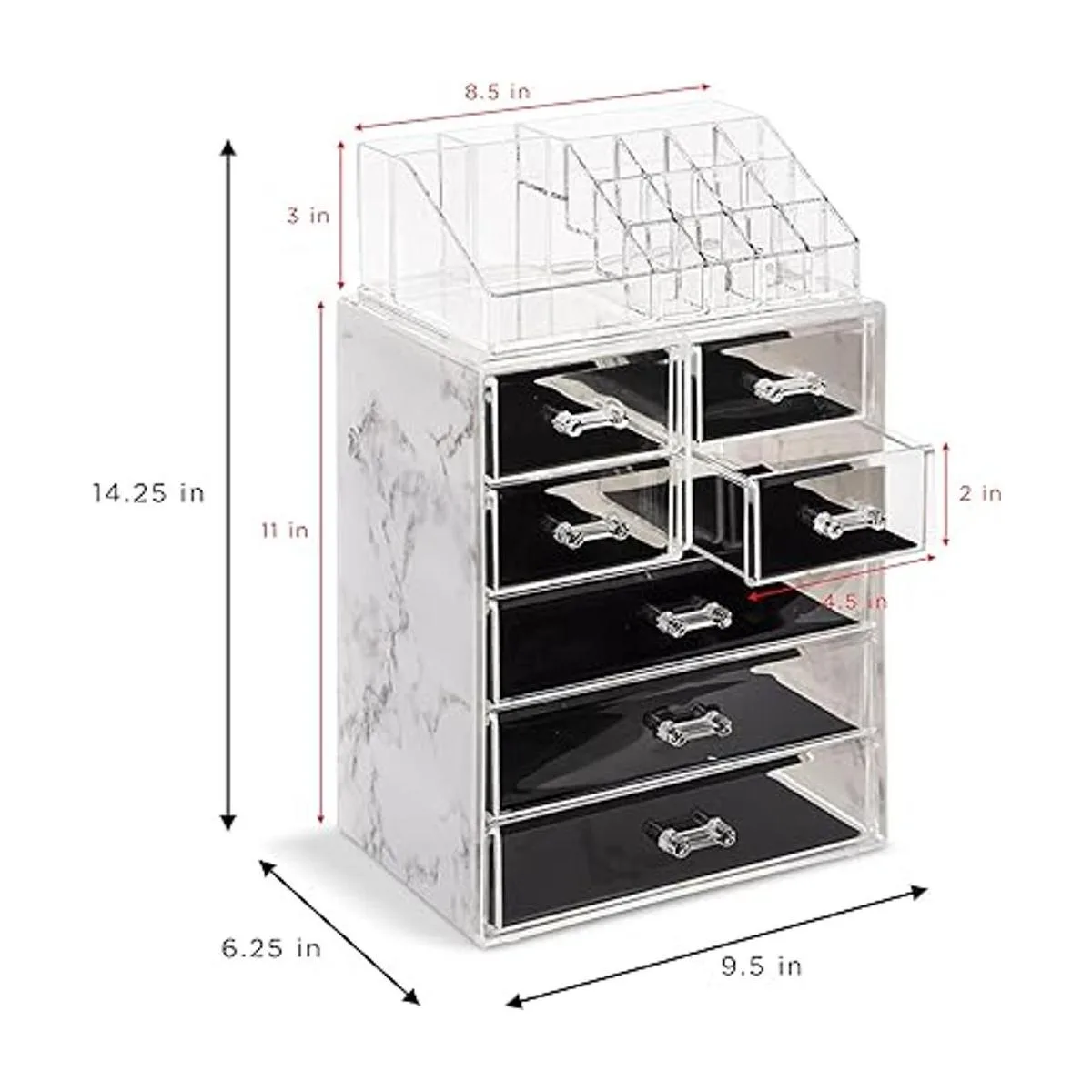 Sorbus Luxe Marble Estuche de almacenamiento de_4