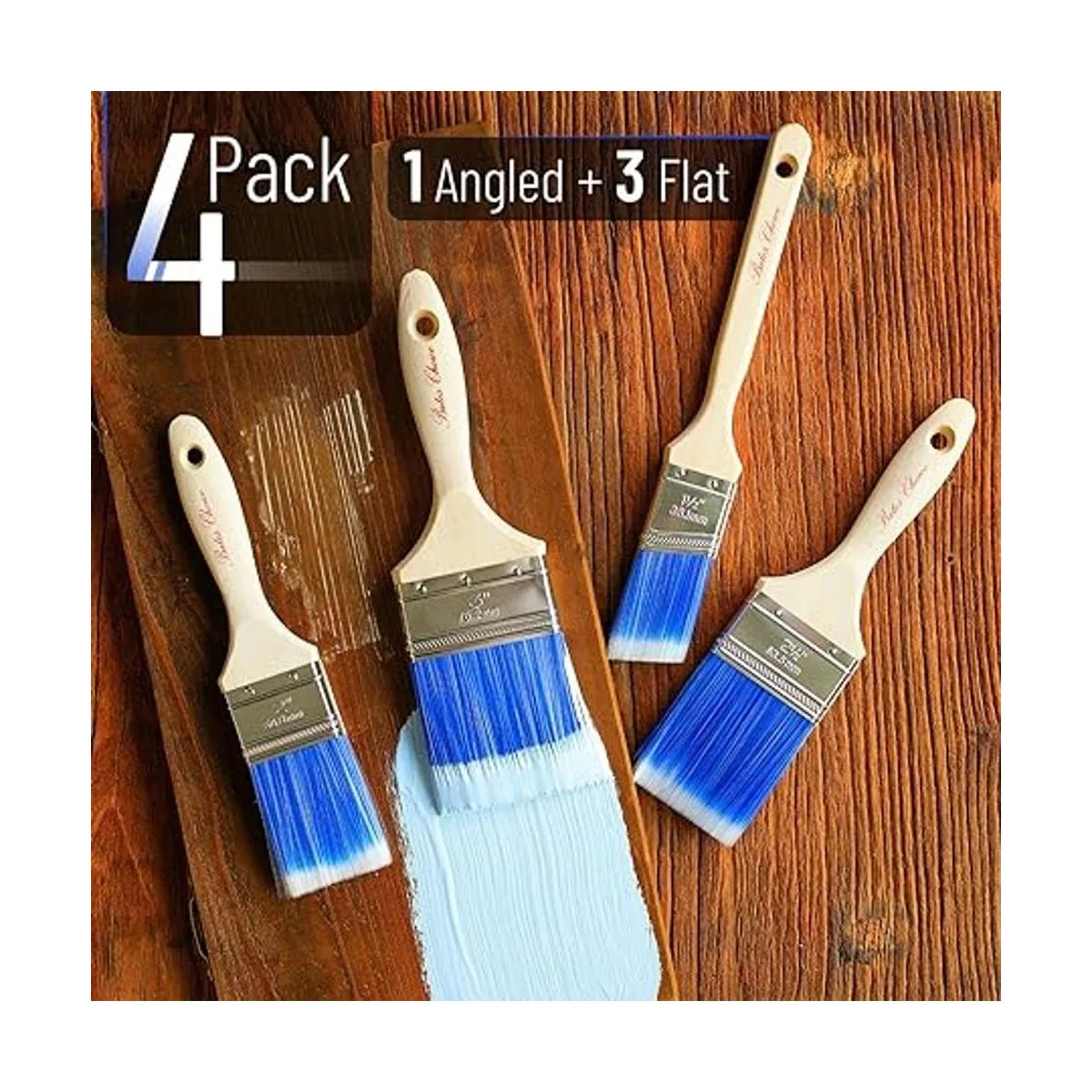 Bates Pinceles de pintura Paquete de 4 unidades mango_2