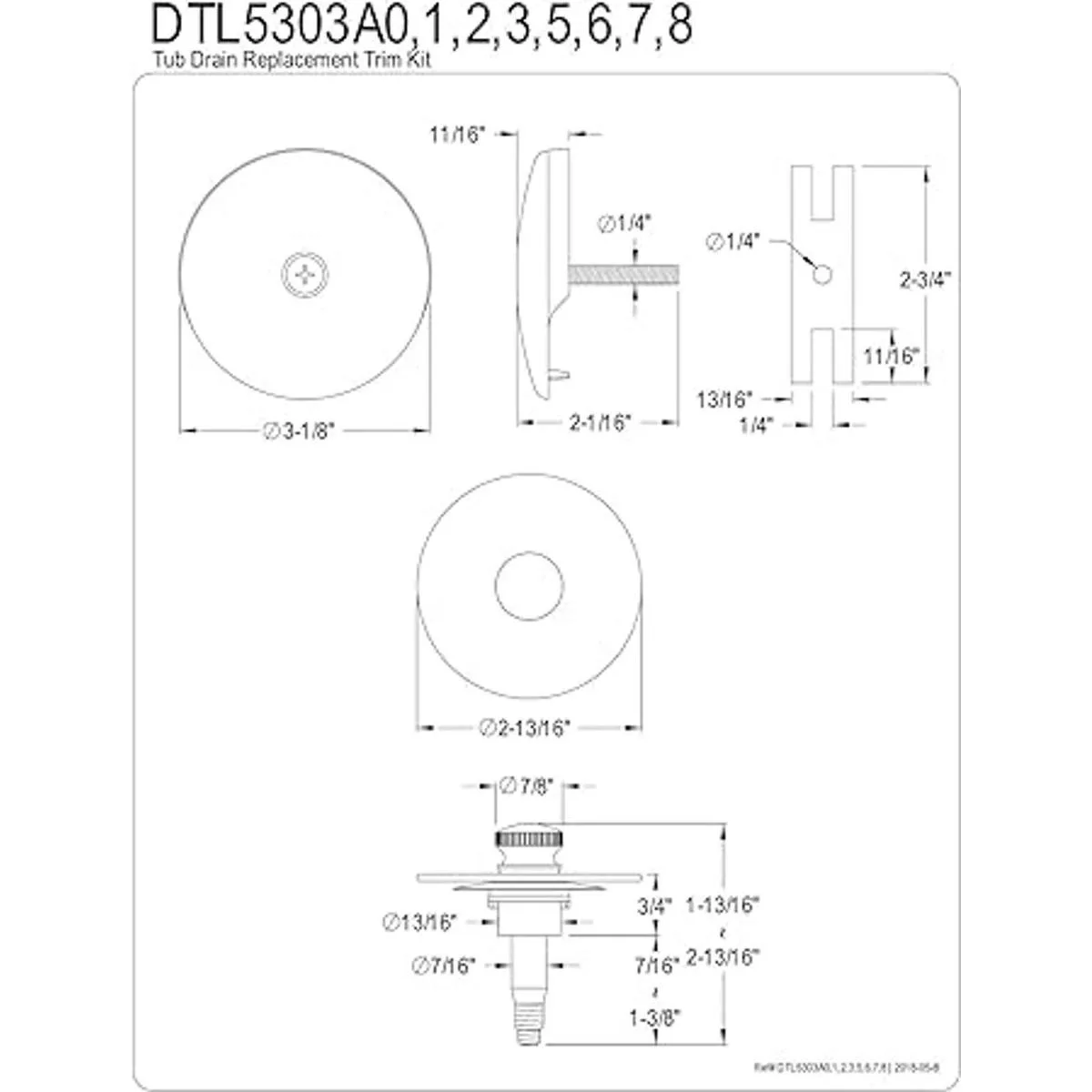 Kingston Brass DTL5303A7 Tapón de drenaje para bañera con_2