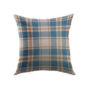 Mugod Funda de almohada cuadrada decorativa a cuadros_1