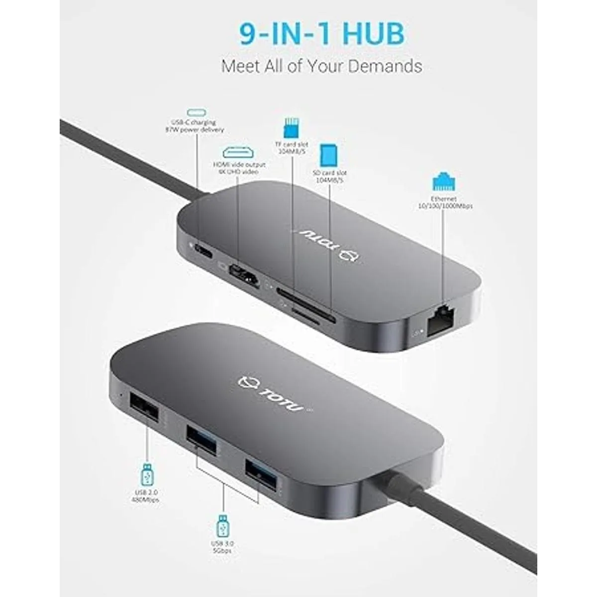 Hub USB C Hub tipo C 9 en 1 con puerto Ethernet USB C 4K_2