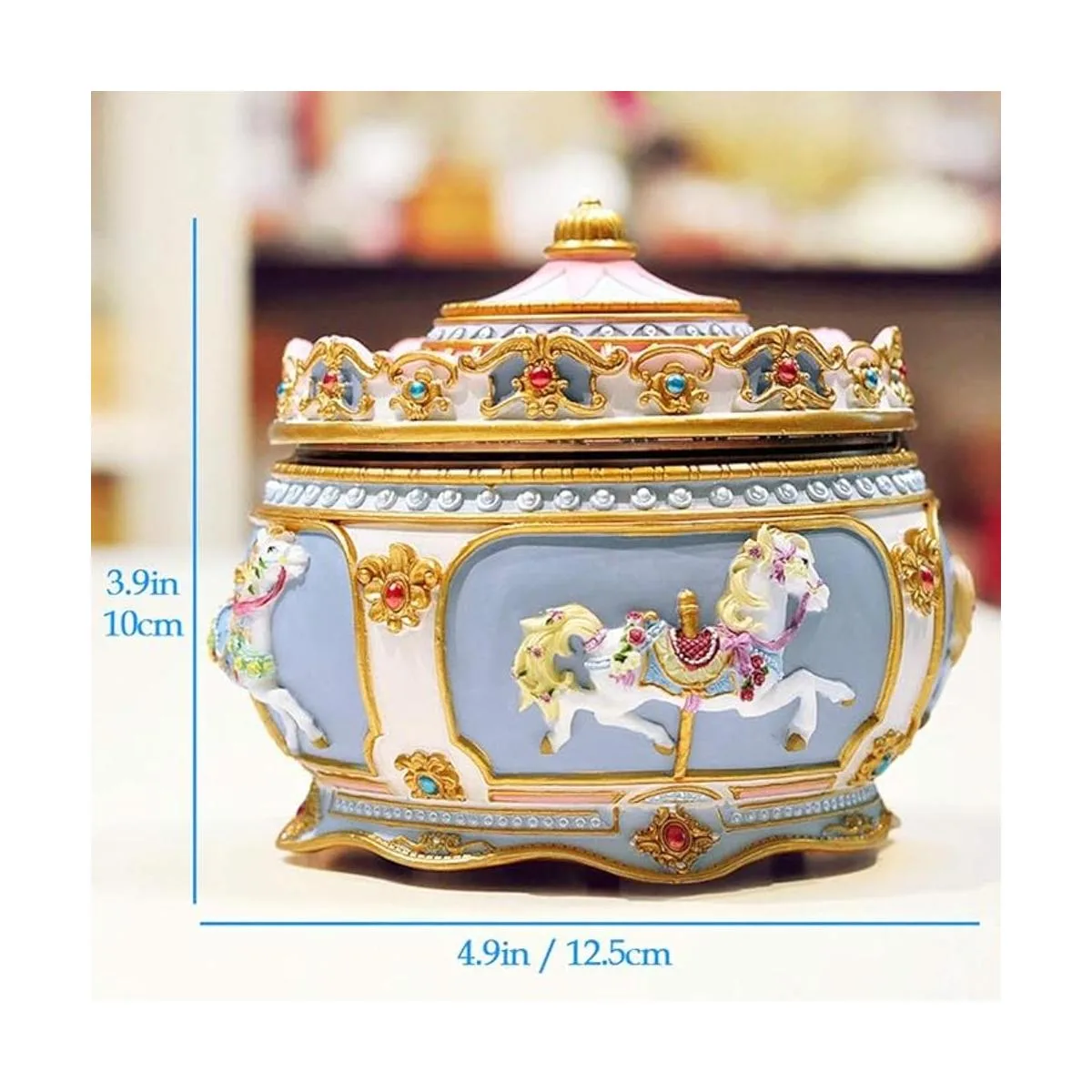 Briskfeel Caja de música clásica de carrusel con luces LED_6