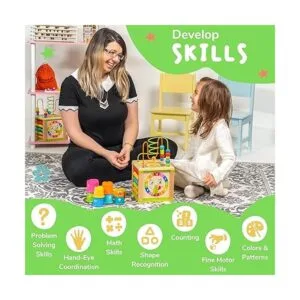 TOYVENTIVE Cubo de actividades de madera para bebés Juego_4