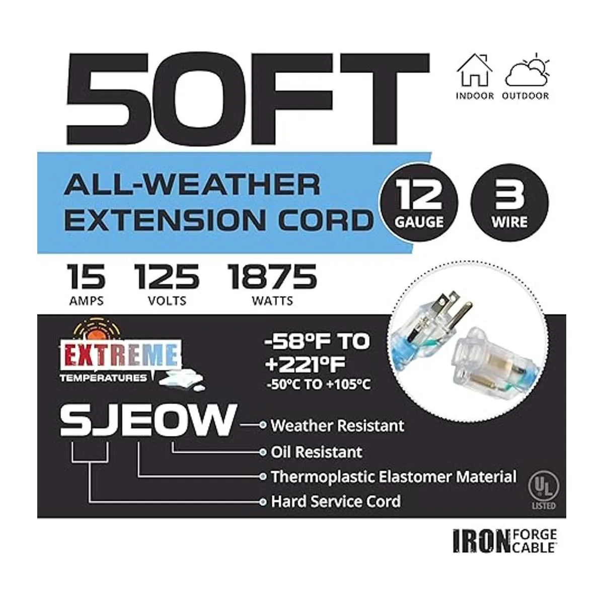 Cable de extensión para todo tipo de clima de 50 pies se_2