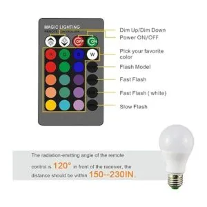 Droiee Bombilla LED E26 regulable bombilla RGB de 6 W con_4