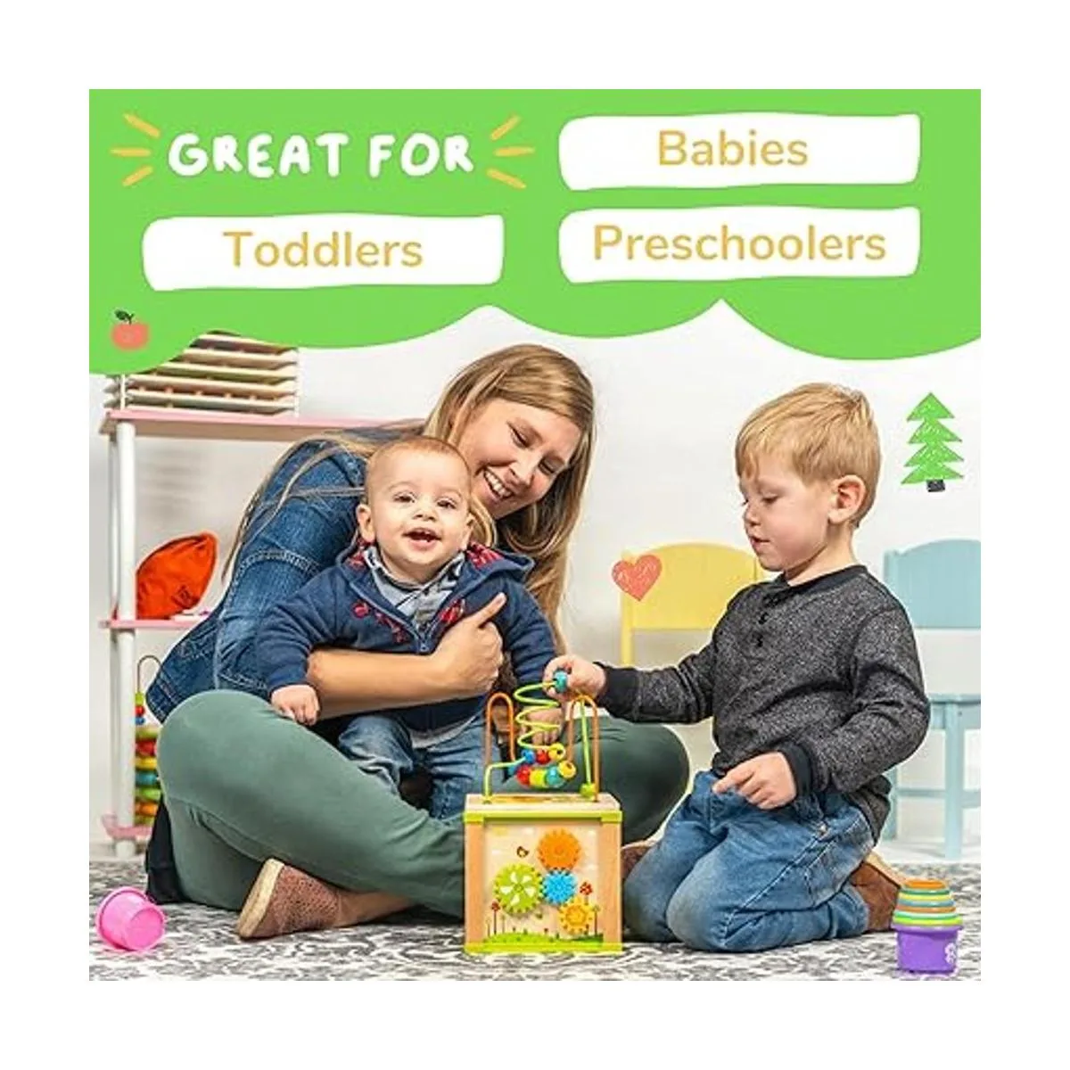 TOYVENTIVE Cubo de actividades de madera para bebés Juego_6