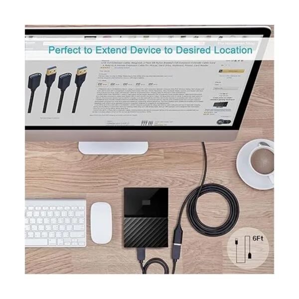 Besgoods Cable de extensión USB 3.0 paquete de 4 6_3