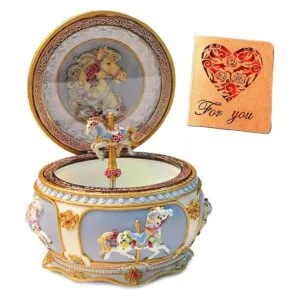 Briskfeel Caja de música clásica de carrusel con luces LED_1