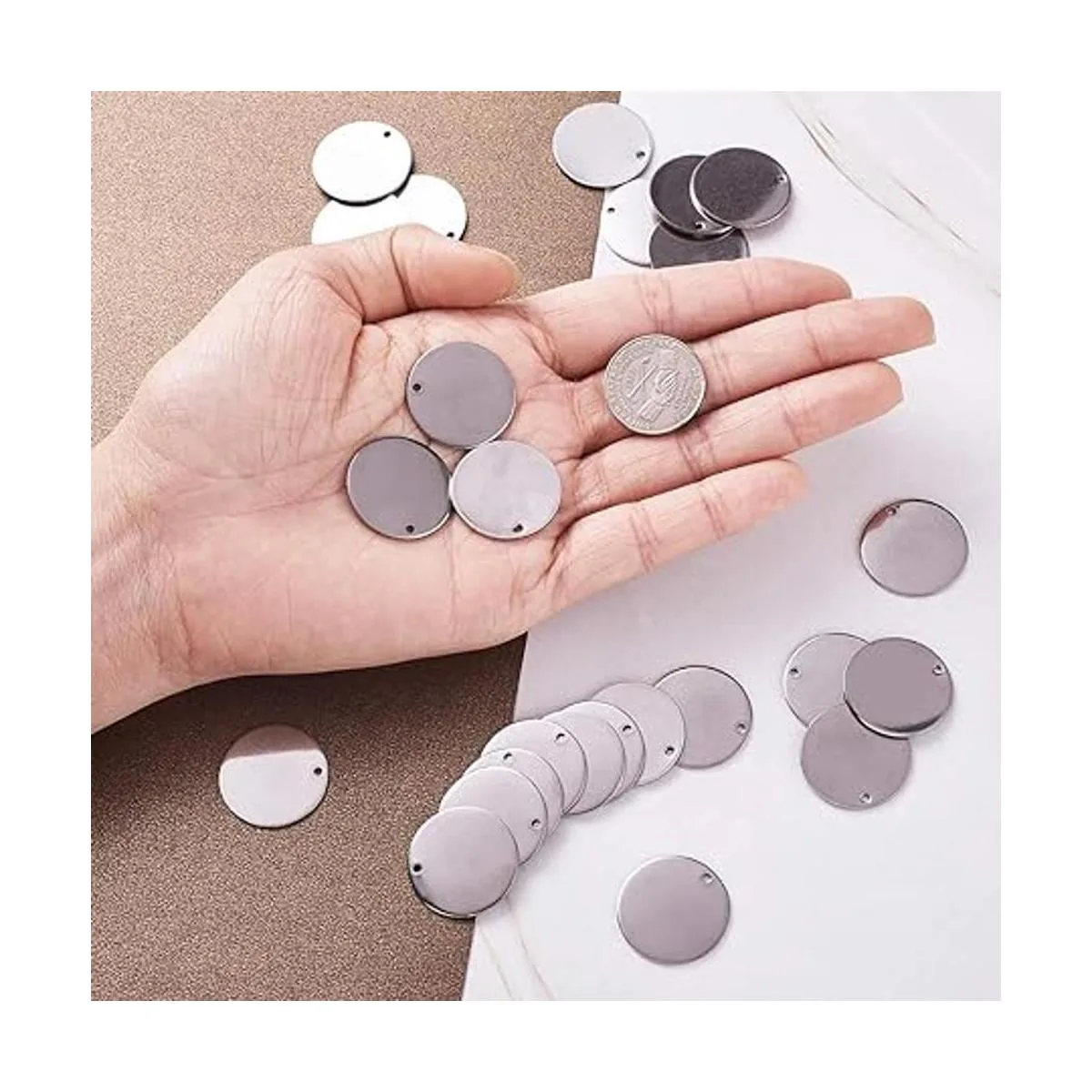 Pandahall 50 colgantes de acero inoxidable 304 en blanco_5