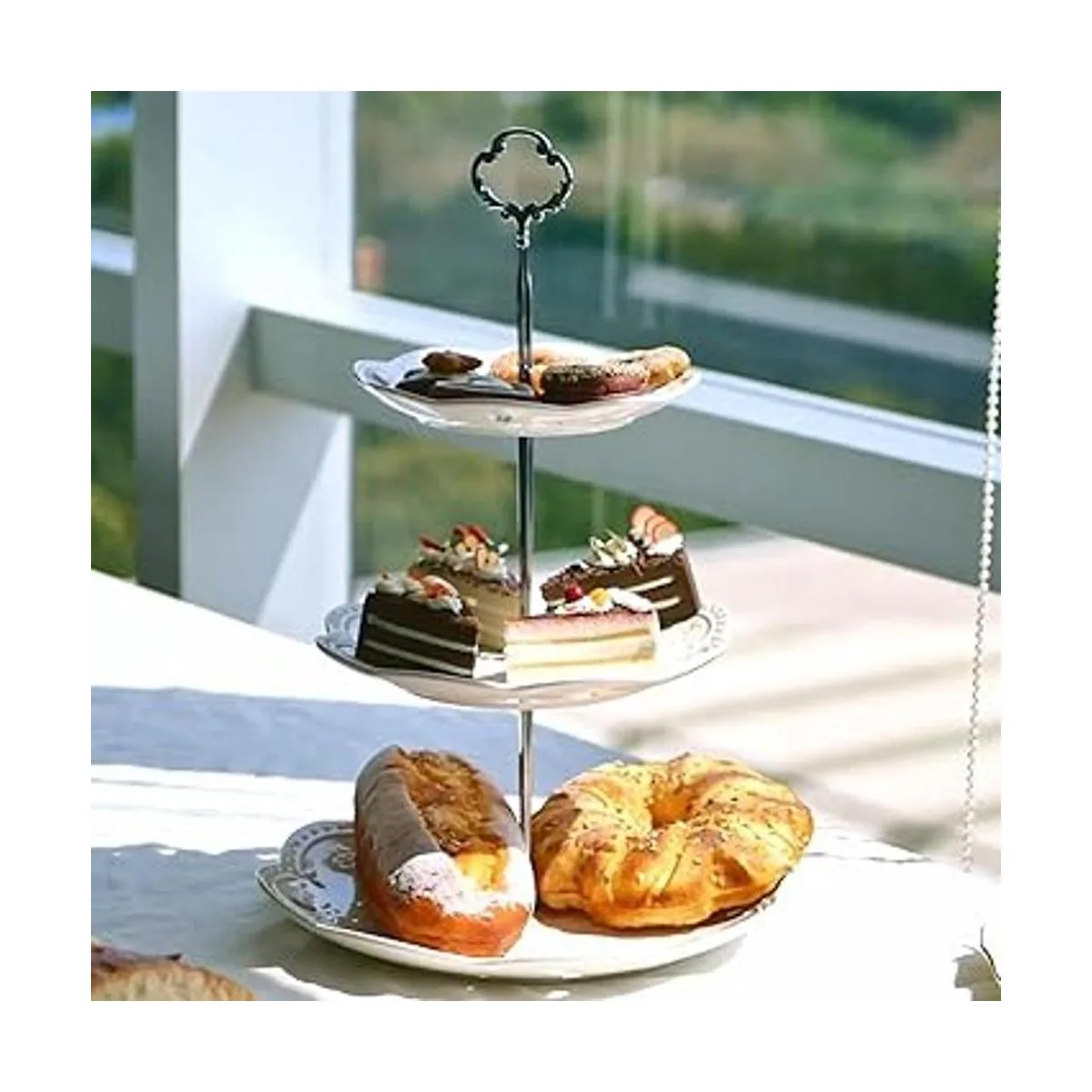 BonNoces Soporte para pasteles de porcelana con diseño en_6