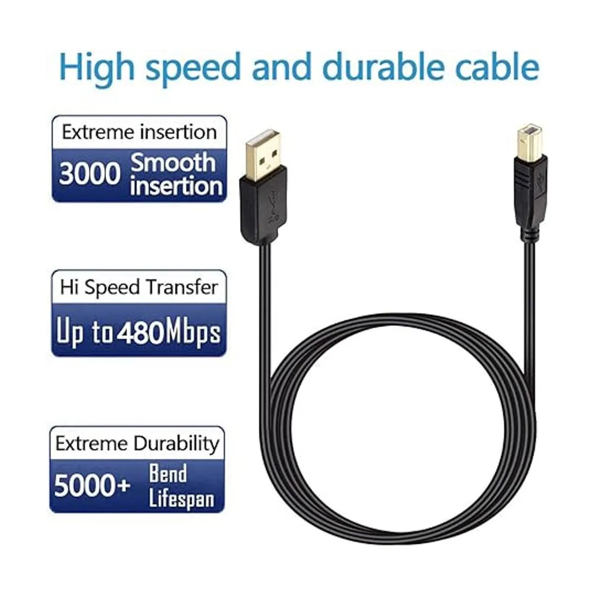 Cable de impresora NC XQIN USB 2.0 de 20 pies cable de_5