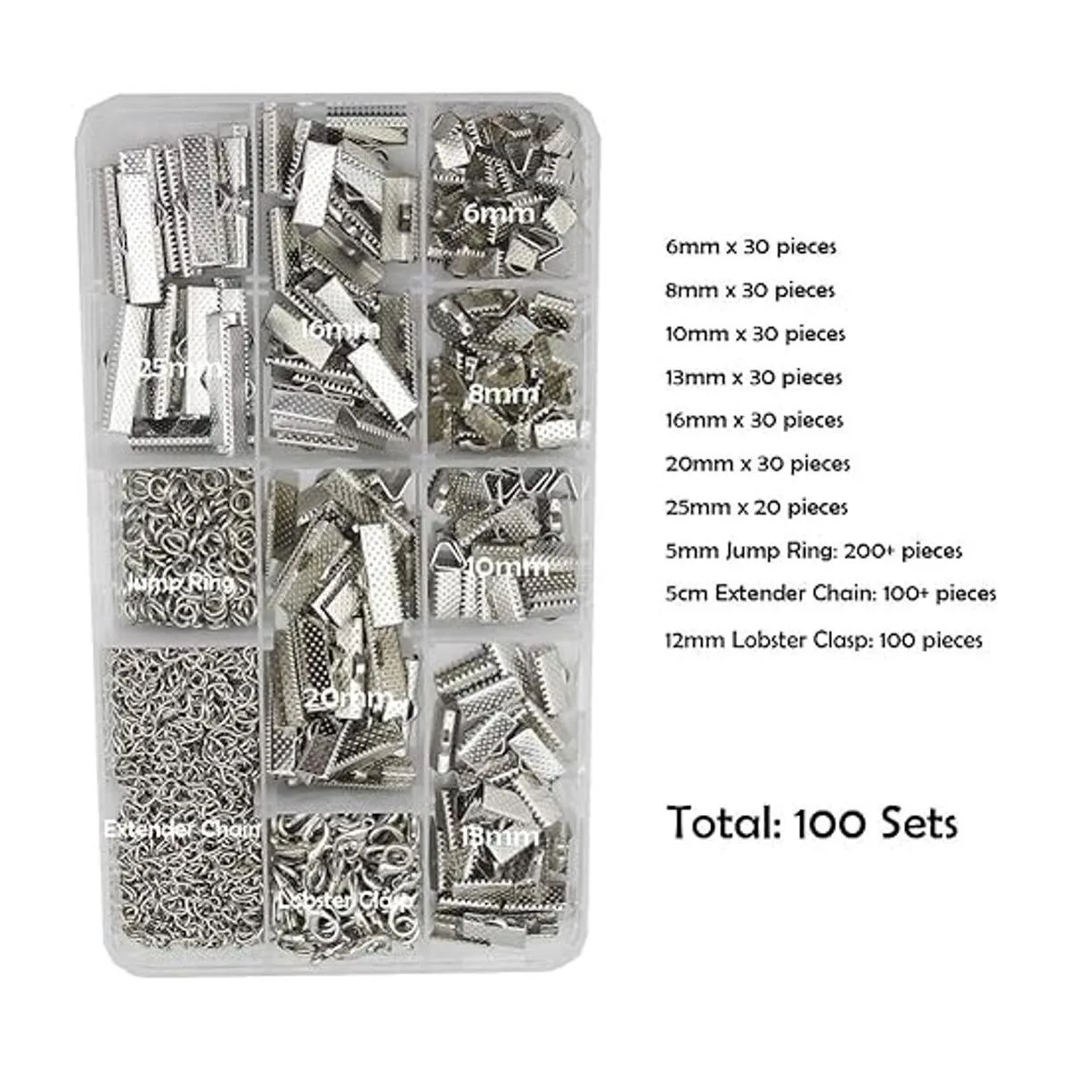 Inspirelle Juego de 100 extremos de rodio de varios_2