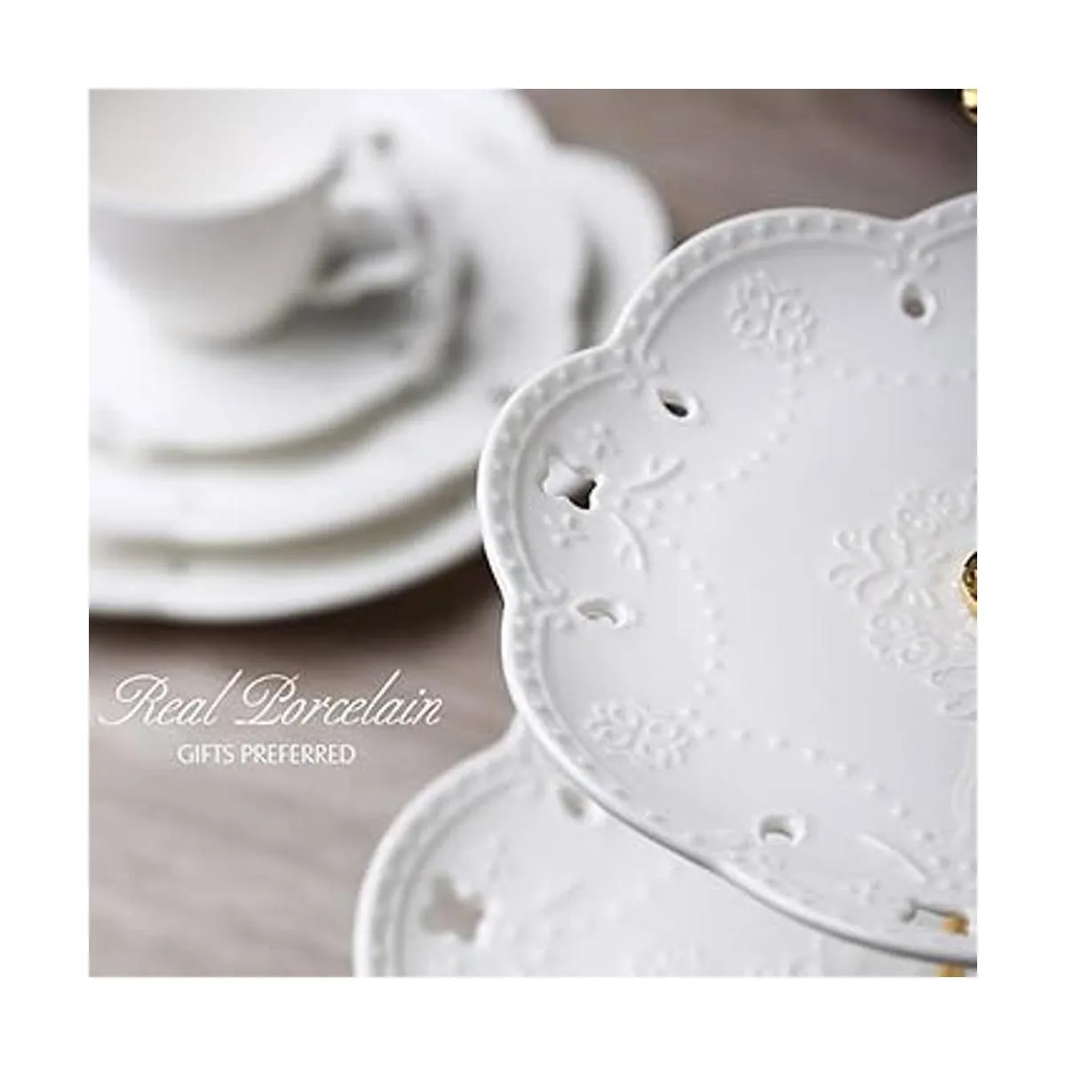 BonNoces Soporte para pasteles de porcelana con diseño en_3