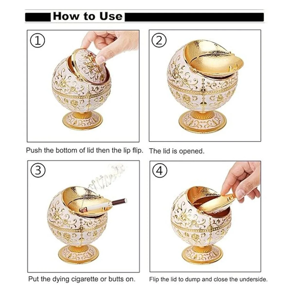 LAUYOO Cenicero vintage resistente al viento con tapa para_4