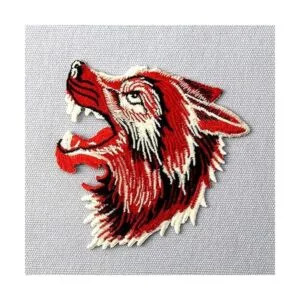Parche bordado de lobo rugiendo para coser o planchar_4