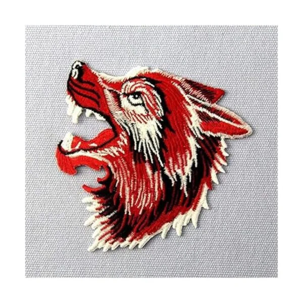 Parche bordado de lobo rugiendo para coser o planchar_4