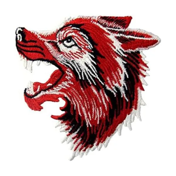 Parche bordado de lobo rugiendo para coser o planchar_1