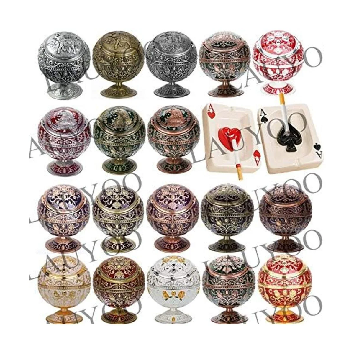 LAUYOO Cenicero vintage resistente al viento con tapa para_7