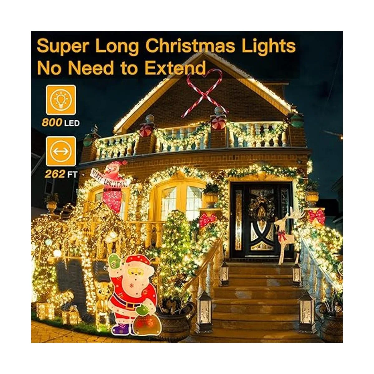 Ollny Cadena de luces de Navidad para exteriores 800 LED_2