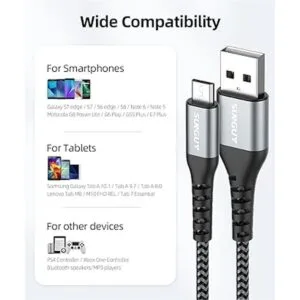 SUNGUY Cable micro USB de 1 pie paquete de 3 unidades_2