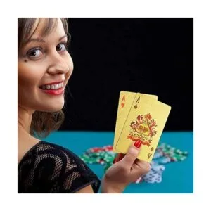 EAY Baraja de cartas dorada impermeable cartas de_3