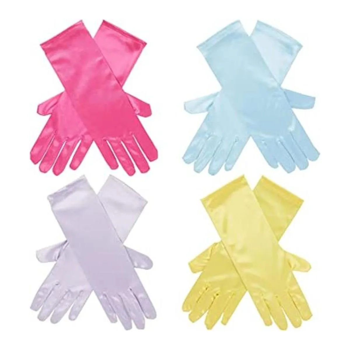 4 pares de guantes de princesa de satén para niñas_1