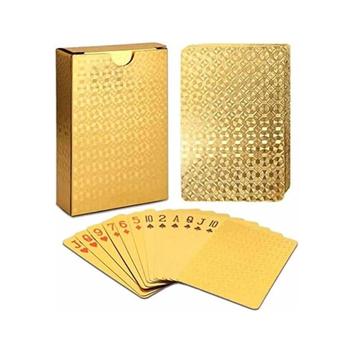 EAY Baraja de cartas dorada impermeable cartas de_1