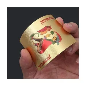 EAY Baraja de cartas dorada impermeable cartas de_5