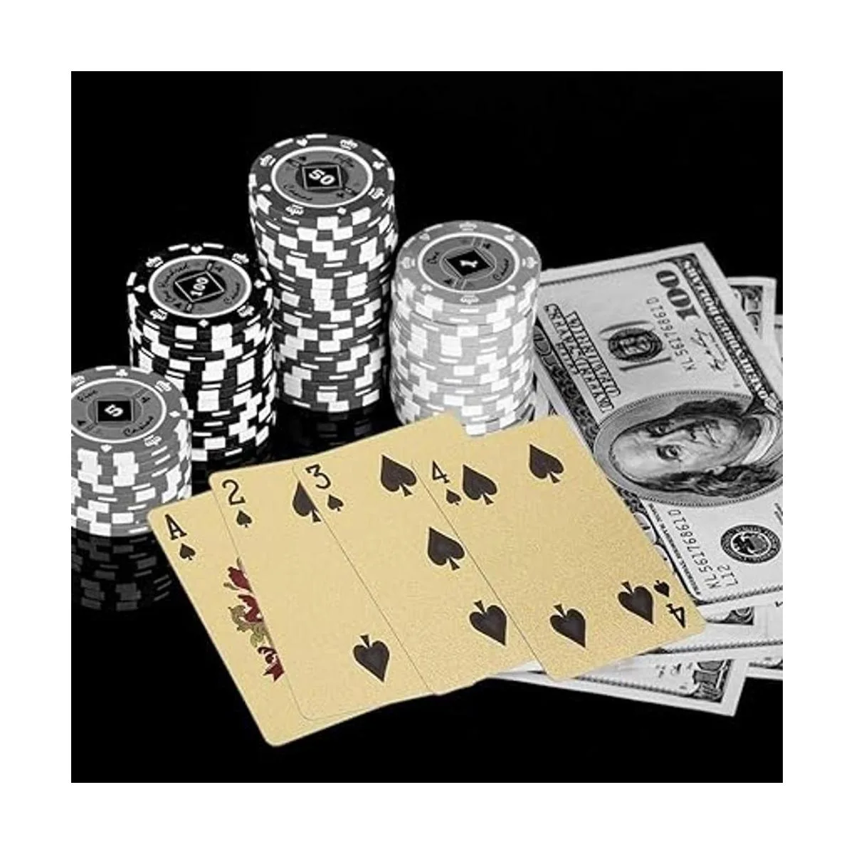 EAY Baraja de cartas dorada impermeable cartas de_6