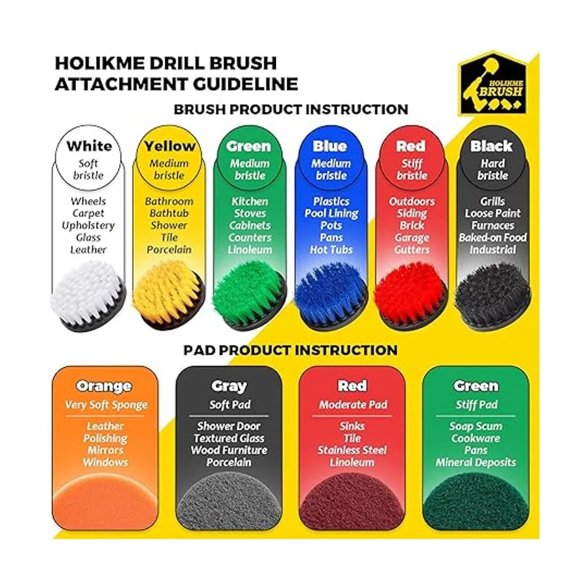 Holikme Juego de 4 cepillos de limpieza para taladro_2