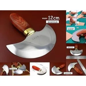 BANYOUR Cuchillo de cabeza redonda de cuero con mango de_4