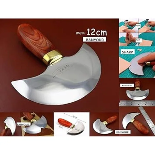 BANYOUR Cuchillo de cabeza redonda de cuero con mango de_4