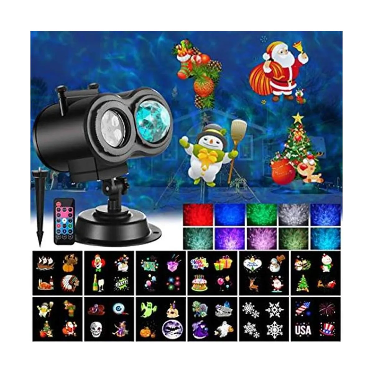 Luces de proyector de Navidad 2 en 1 patrones móviles con_1