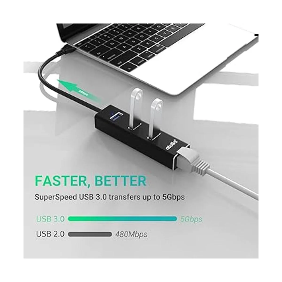 Hub USB 3.0 Ethernet con adaptador USB C 3 puertos USB_3